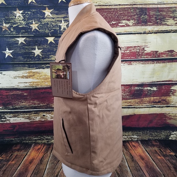 WYOMING TRADERS INSULATED MOUNTAIN CANVAS COWBOY VEST - TAN - Picture 6 of 8